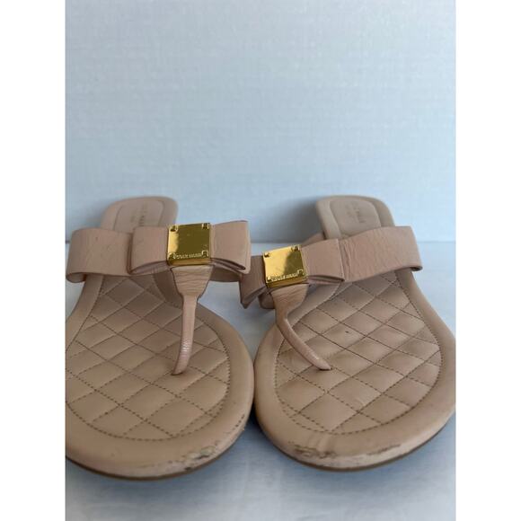 Cole Haan GRAND OS Womens Mini Bow Taupe T-Strap Sandals Wedge 8.5B - Picture 10 of 10